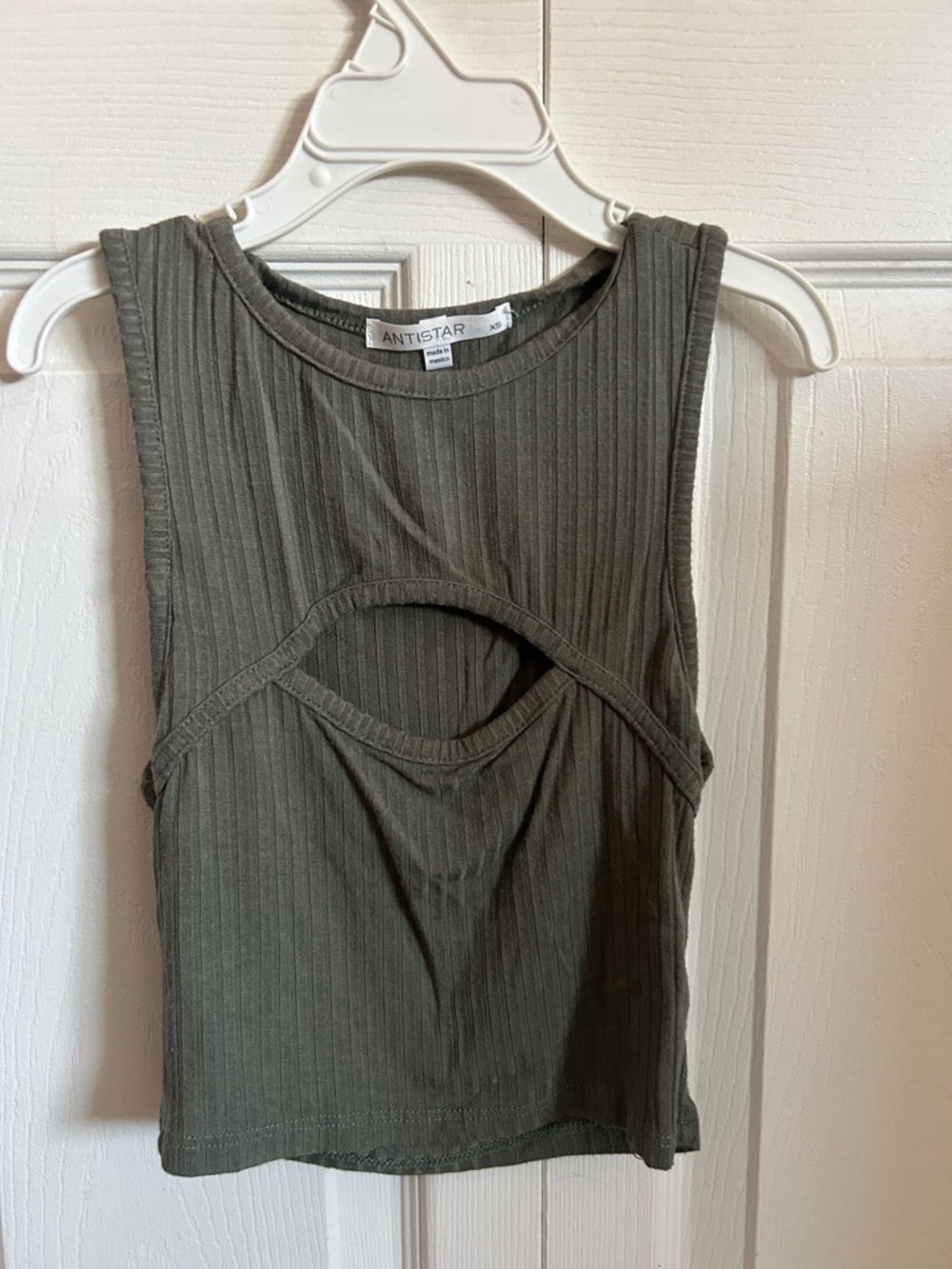 Antistar Olive Ribbed Cutout Tank